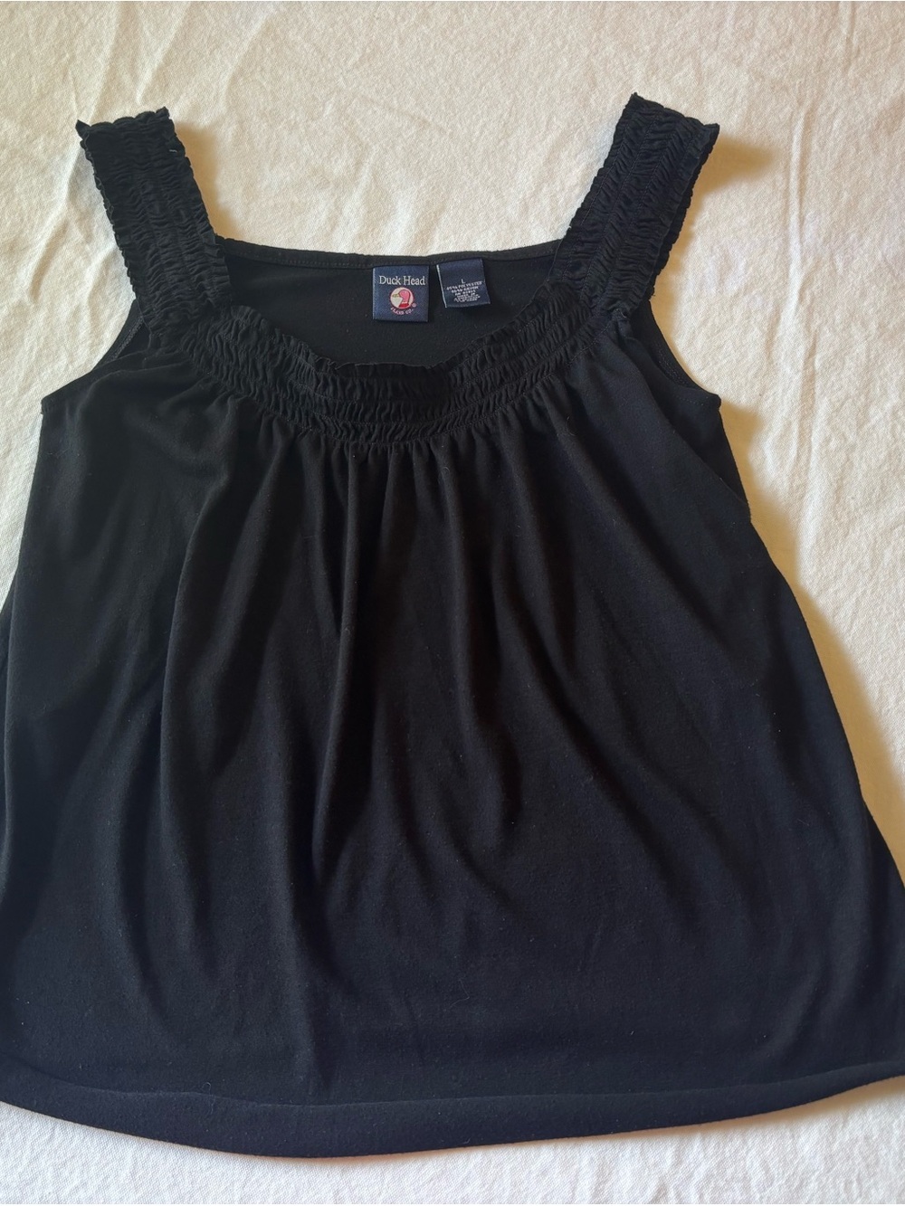 Duck Head Black Smocked-Neck Tank Top